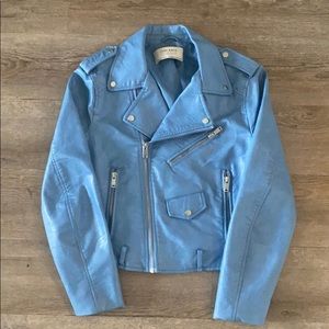 Zara Blue Faux Leather Jacket